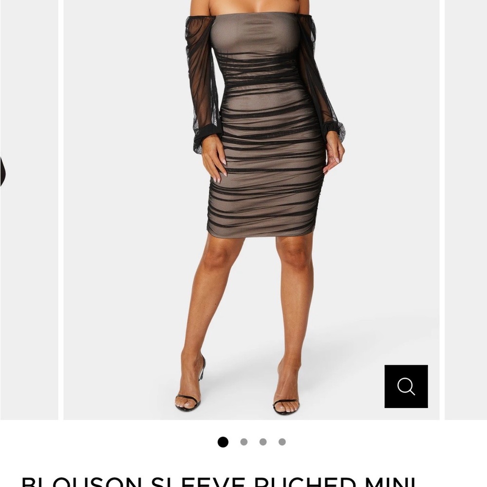 bebe Black Sheer Long Sleeve Dress